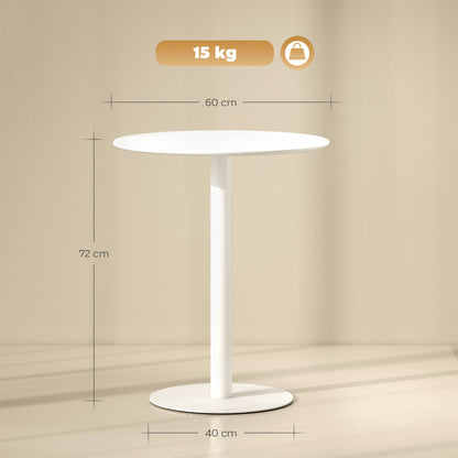 Susuyo Metal And Wood White Round Dining Table With Steel Base 60 x 60 cm