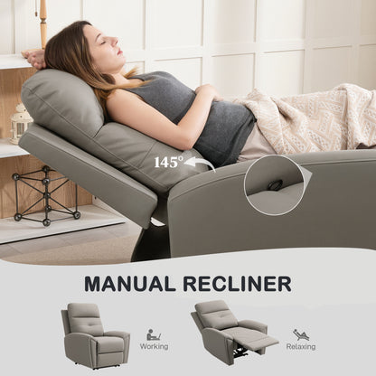Flint Microfibre Grey Manual Recliner Armchair With Adjustable Leg Rest