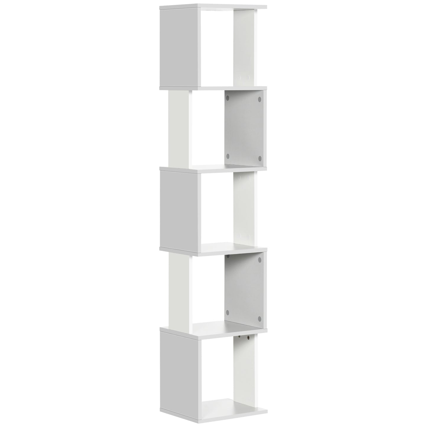Ziva Wood White And Light Grey 5 Tier Freestanding Bookcase