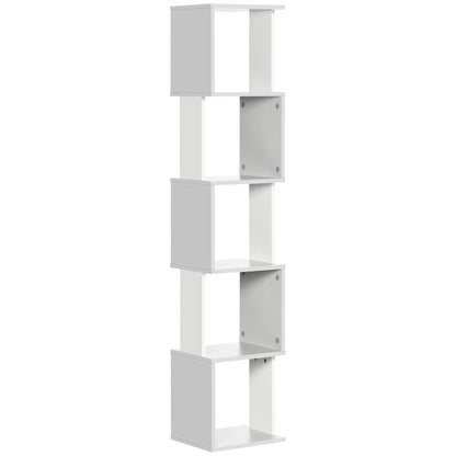 Ziva Wood White And Light Grey 5 Tier Freestanding Bookcase