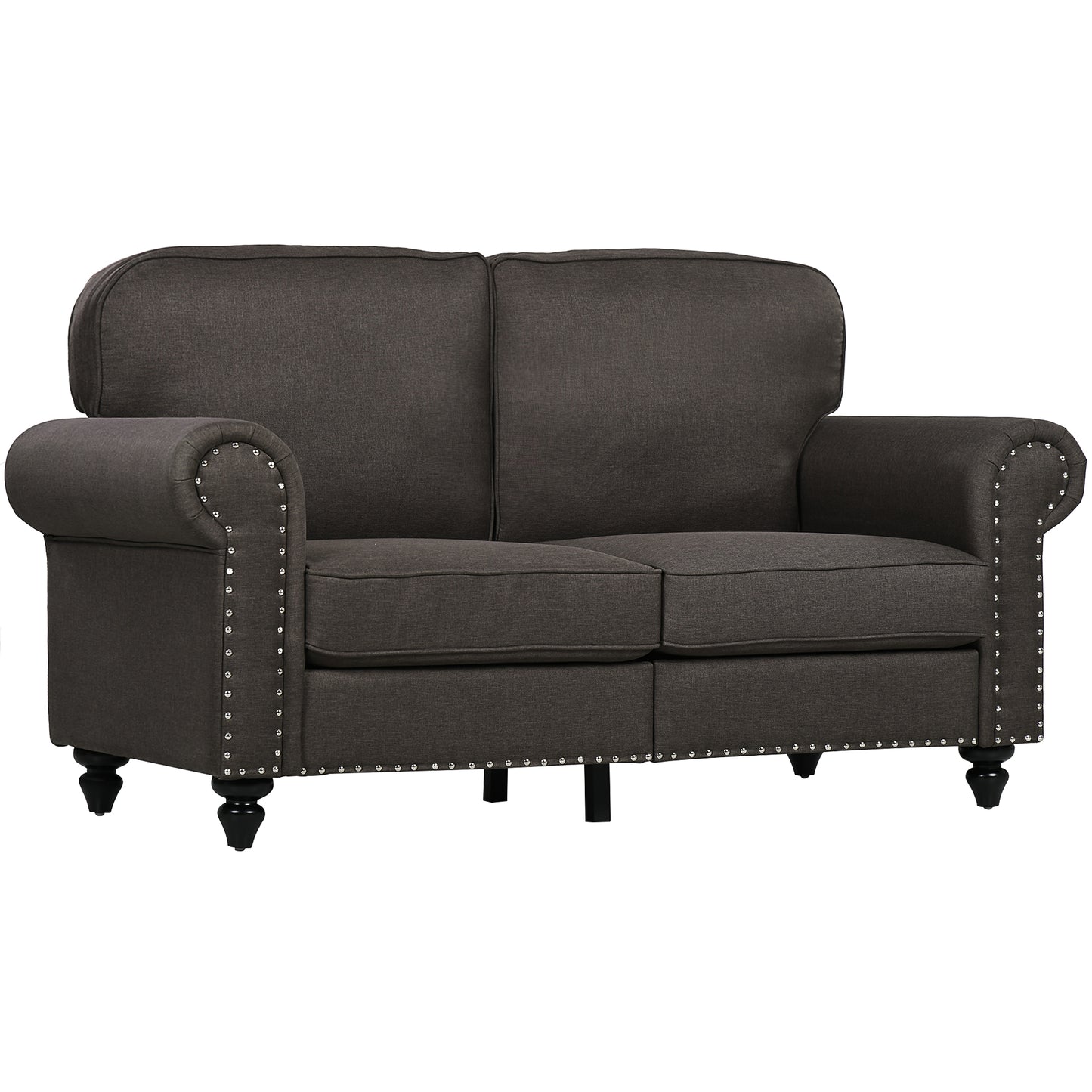 Mile Dira Dark Brown Upholstered 2 Seater Mid Century Style Sofa With Pocket Spring Support