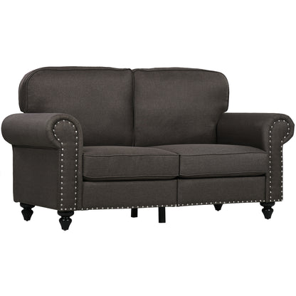 Mile Dira Dark Brown Upholstered 2 Seater Mid Century Style Sofa With Pocket Spring Support