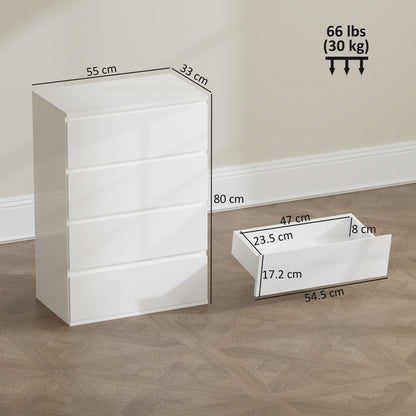 Diri High Gloss White 4 Drawer Chest Of Drawers With Modern Storage Design