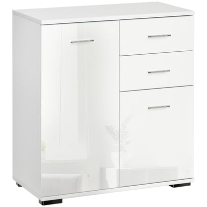 Lodino High Gloss White Sideboard With 2 Drawers 2 Doors And Adjustable Shelves