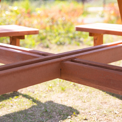 Bataba Brown Fir Wood 8 Seater Outdoor Picnic Table Set