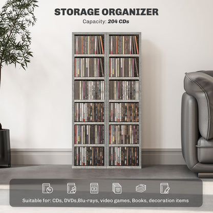 Tato Sefi Wood Cement Grey Set Of 2 CD Storage Units With 102 Disc Capacity