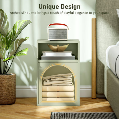 Nimayo Light Green Bedside Table With 2 Open Storage