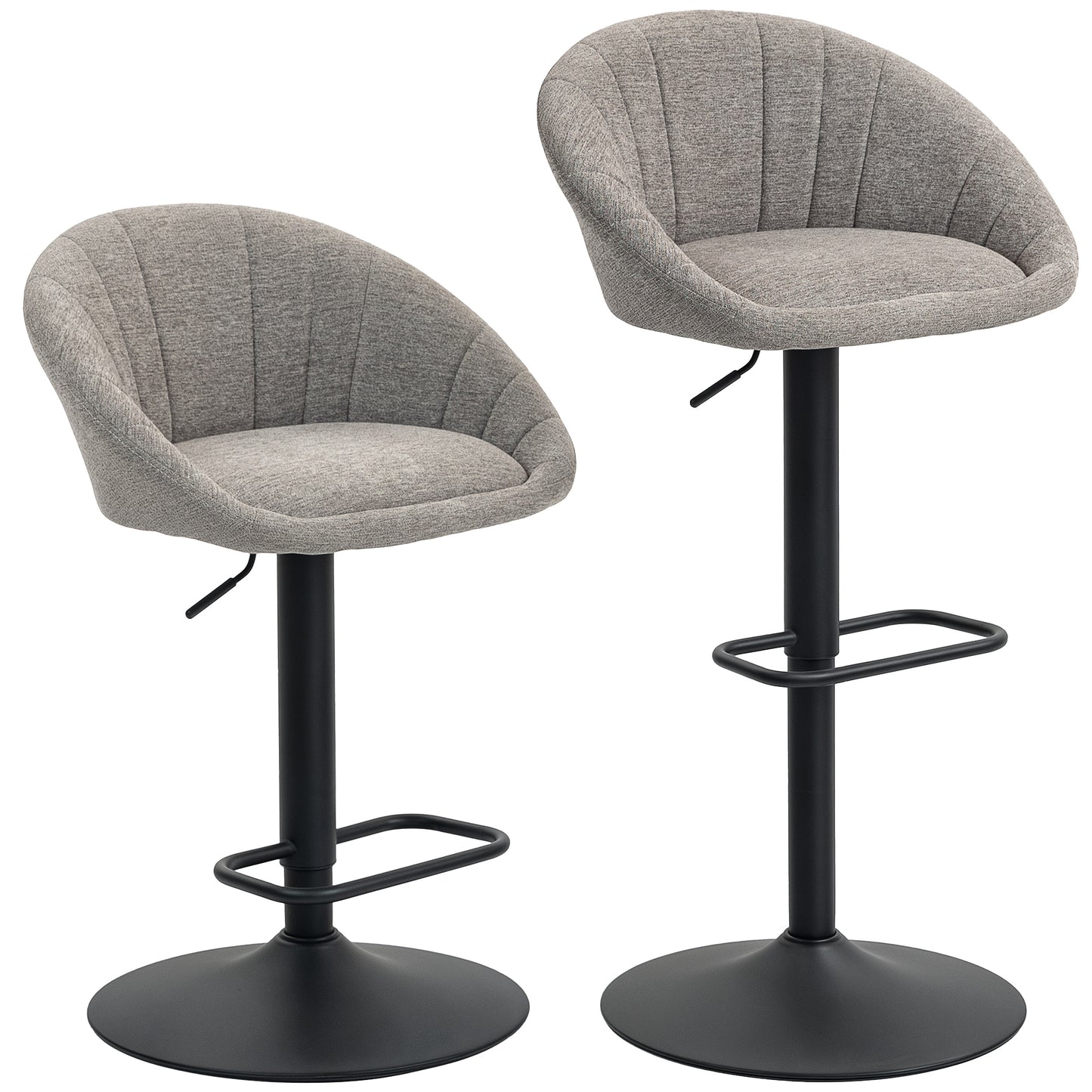 Relodi Lifa Set Of 2 Grey Upholstered Relaxed Tub Style Bar Chairs