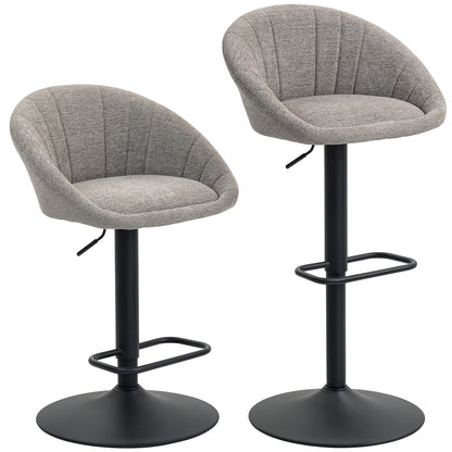 Relodi Lifa Set Of 2 Grey Upholstered Relaxed Tub Style Bar Chairs