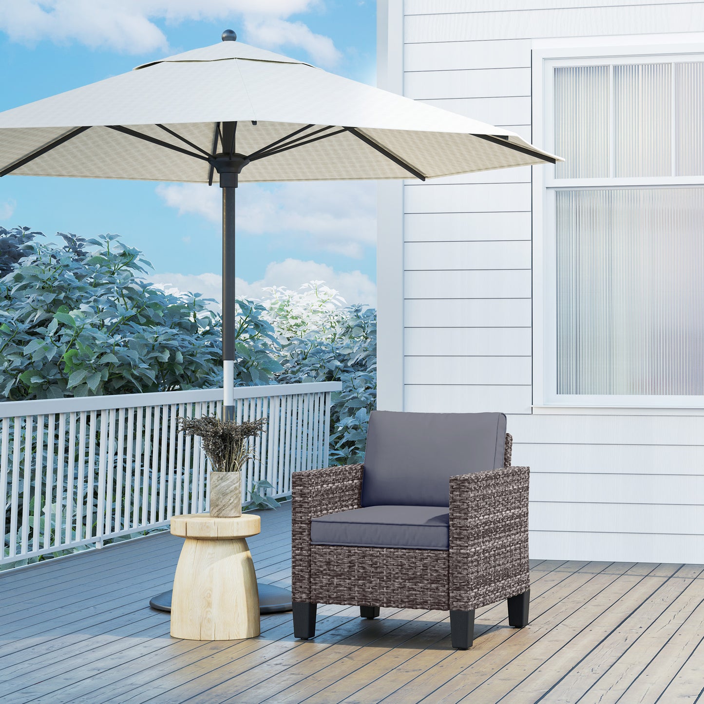 Maba Rattan Grey Single Outdoor Garden Armchair With Cushions