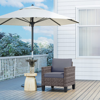 Maba Rattan Grey Single Outdoor Garden Armchair With Cushions