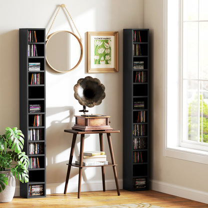 Nisapa Wood Black Tall Narrow Media Storage Tower With 204 Disc Capacity