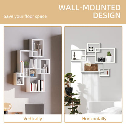 Como Wood White Wall Mounted Interlocking Cube Display Shelves