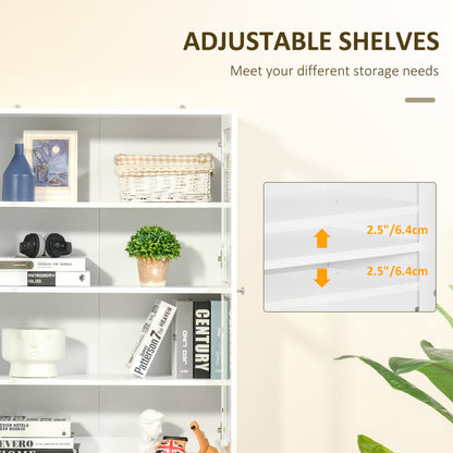 Mola Colu Wood And Glass White Display Bookcase With Adjustable Shelves And Glass Doors