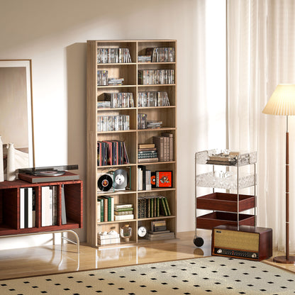 Karave Wood Natural Finish Tall Media Storage Tower With 640 Disc Capacity