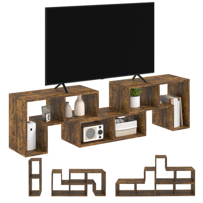 Paline Rase 130cm Wooden Rustic Brown 3 Block Modular TV Stand