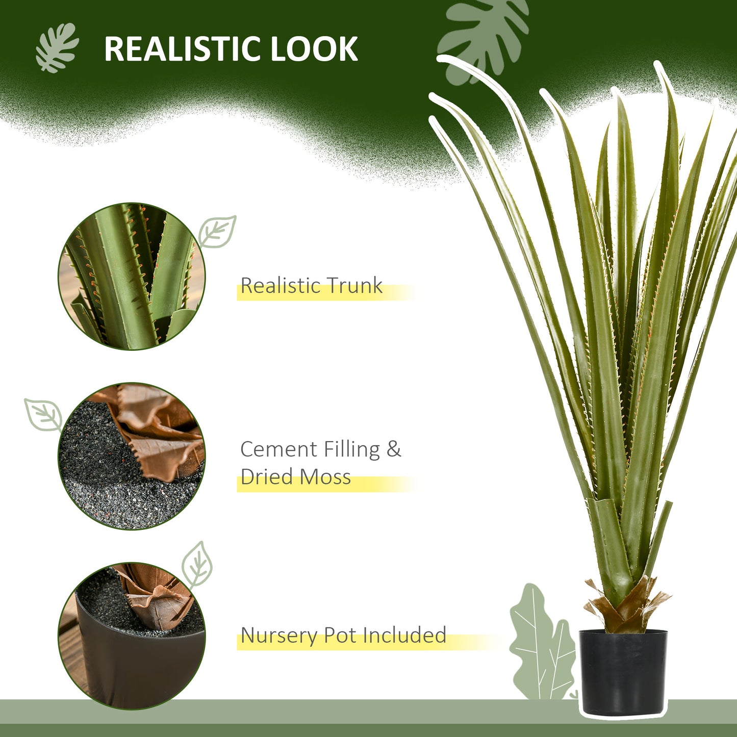 Lisu Raha Artificial Agave Style Succulent Plant In Pot For Indoor Or Outdoor Placement