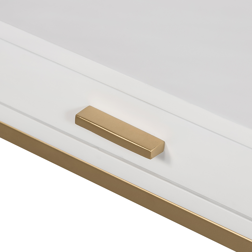 Ravenna White Gloss and Gold Bedside Table with Drawer