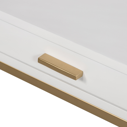 Ravenna White Gloss and Gold Bedside Table with Drawer