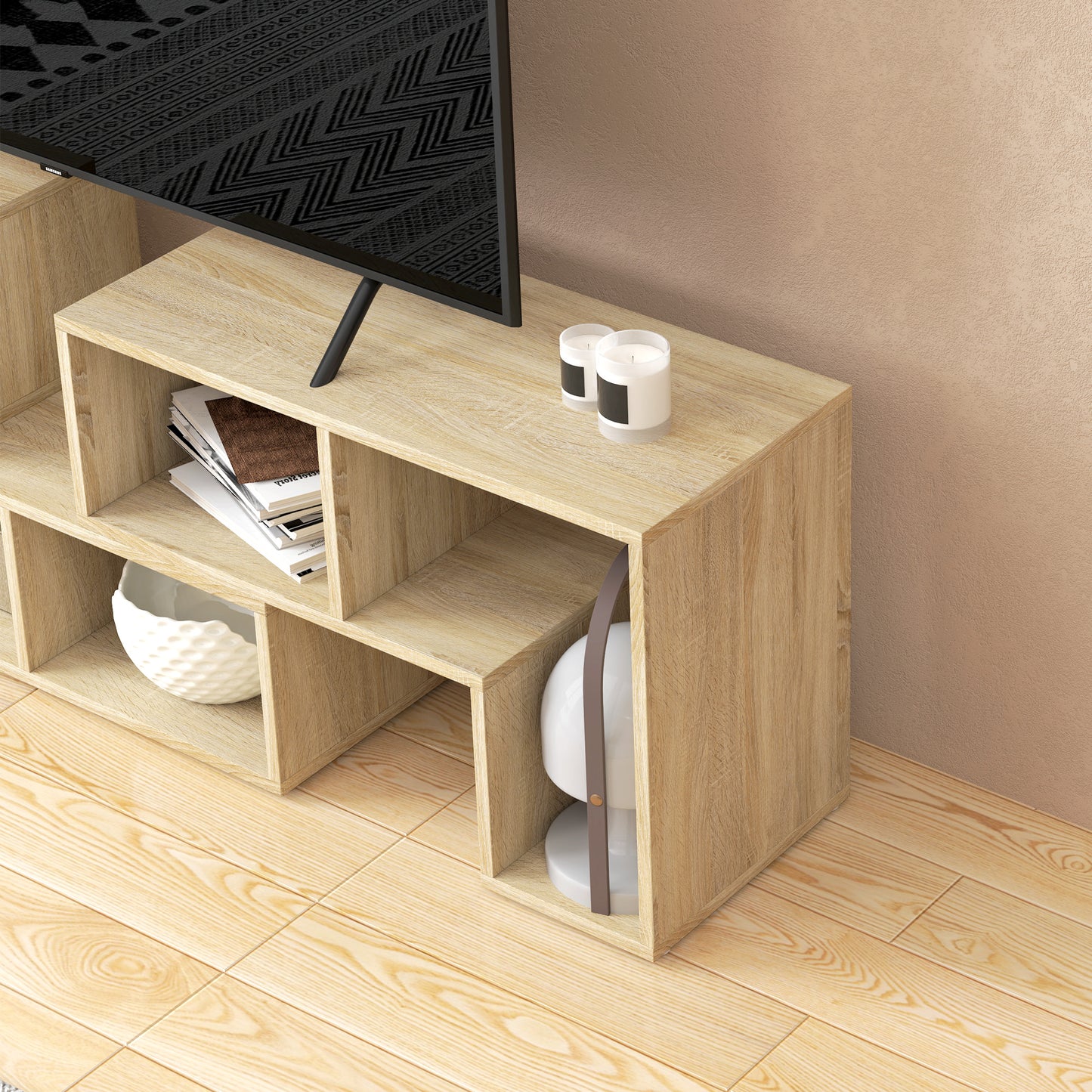 Tota 134cm Natural Wood Effect 3 Block Modular TV Stand