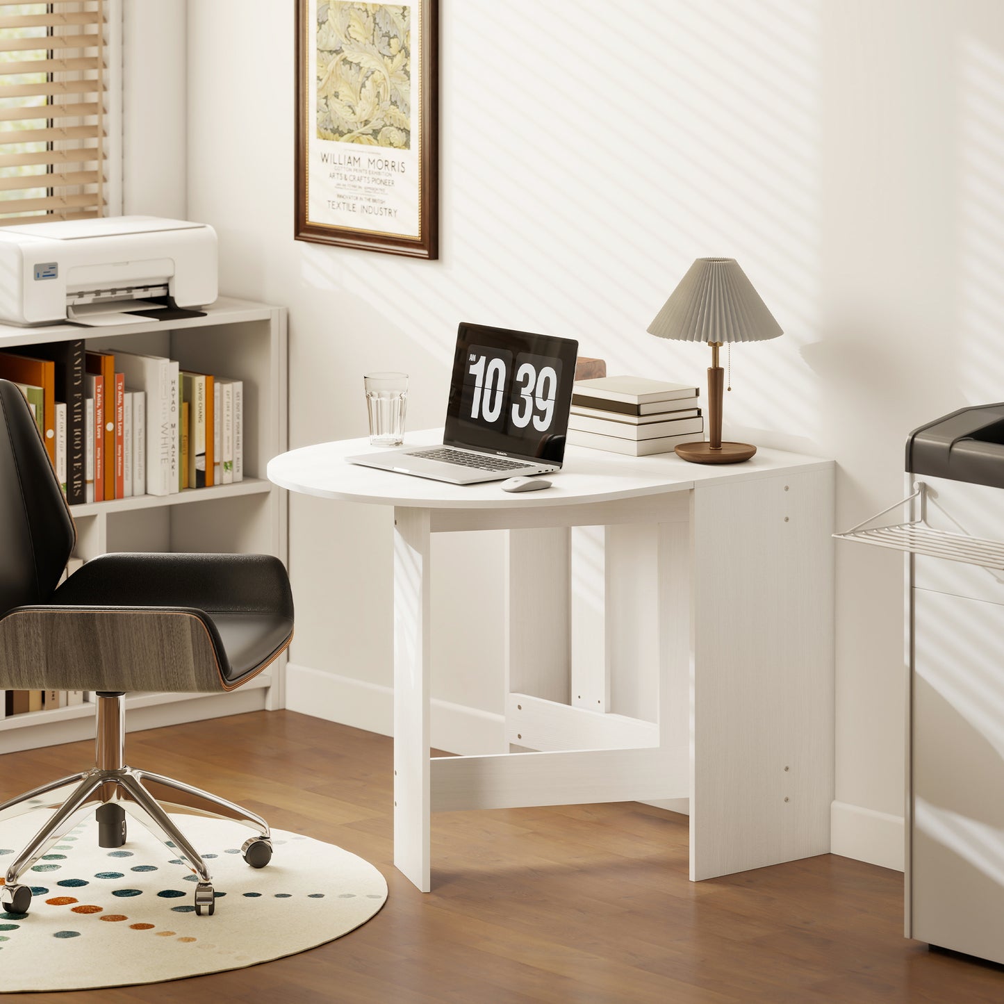 Ziri Wooden White Washed Finish Oval Drop Leaf Dining Table For Small Spaces