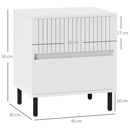 Cove White 2 Drawer Bedside Table 2 Drawers Line Detail