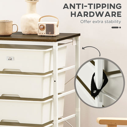 Kedina Metal And Wood White Tall 6 Drawer Storage Chest With Steel Frame
