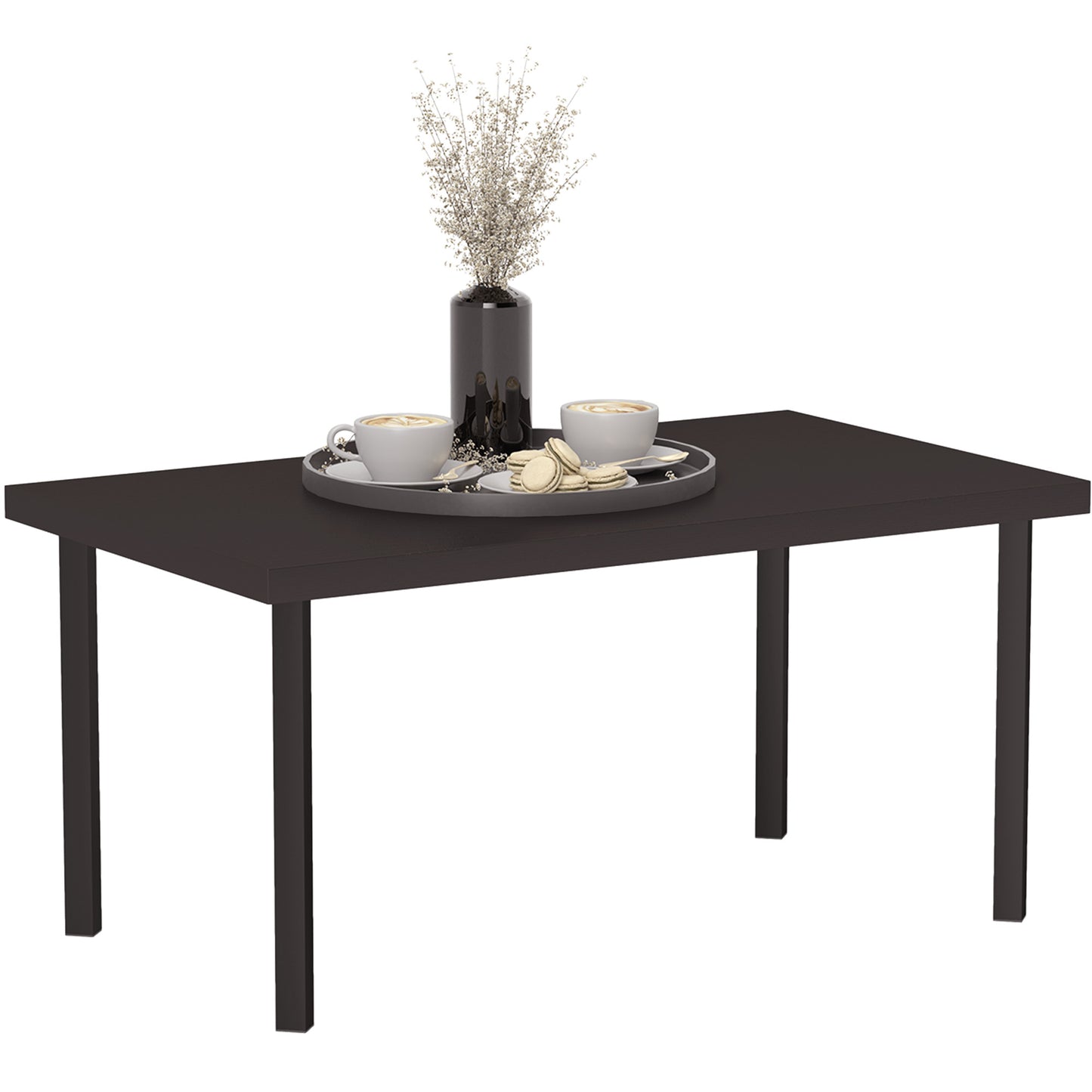 Satami Metal And Wooden Brown Outdoor Rectangular Coffee Table With Woodgrain Top