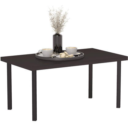Satami Metal And Wooden Brown Outdoor Rectangular Coffee Table With Woodgrain Top