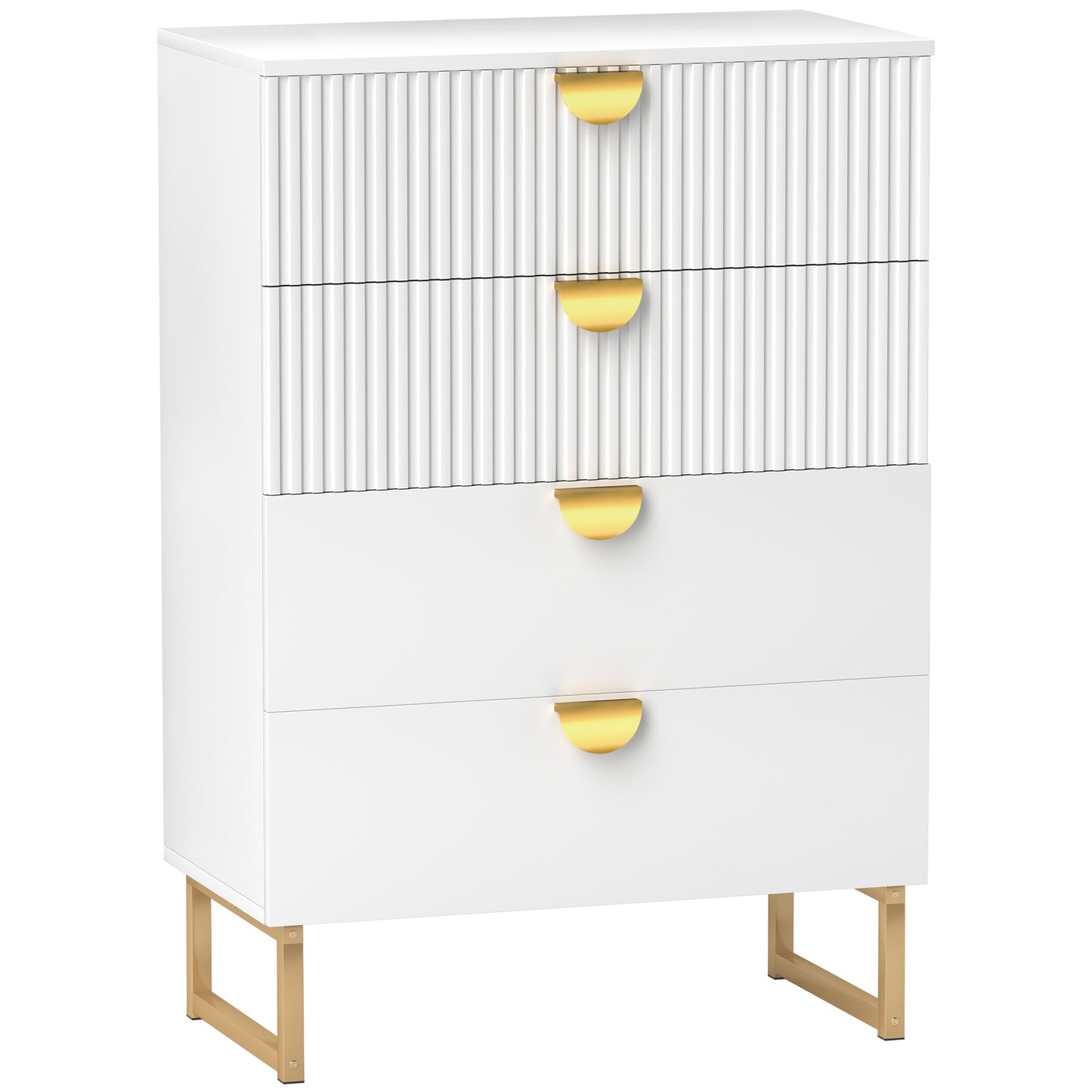 Nimise Wooden White Elegant 4 Drawer Chest Of Drawers