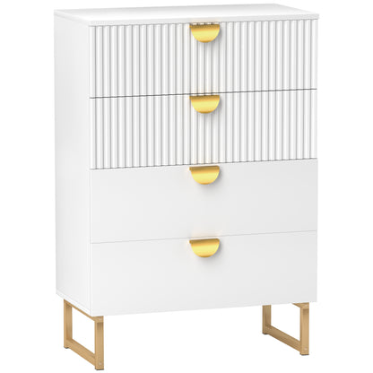 Nimise Wooden White Elegant 4 Drawer Chest Of Drawers