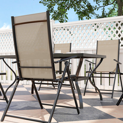 Dizze 6 Seater Cream Mesh and Black Steel Outdoor Dining Set with Parasol Hole