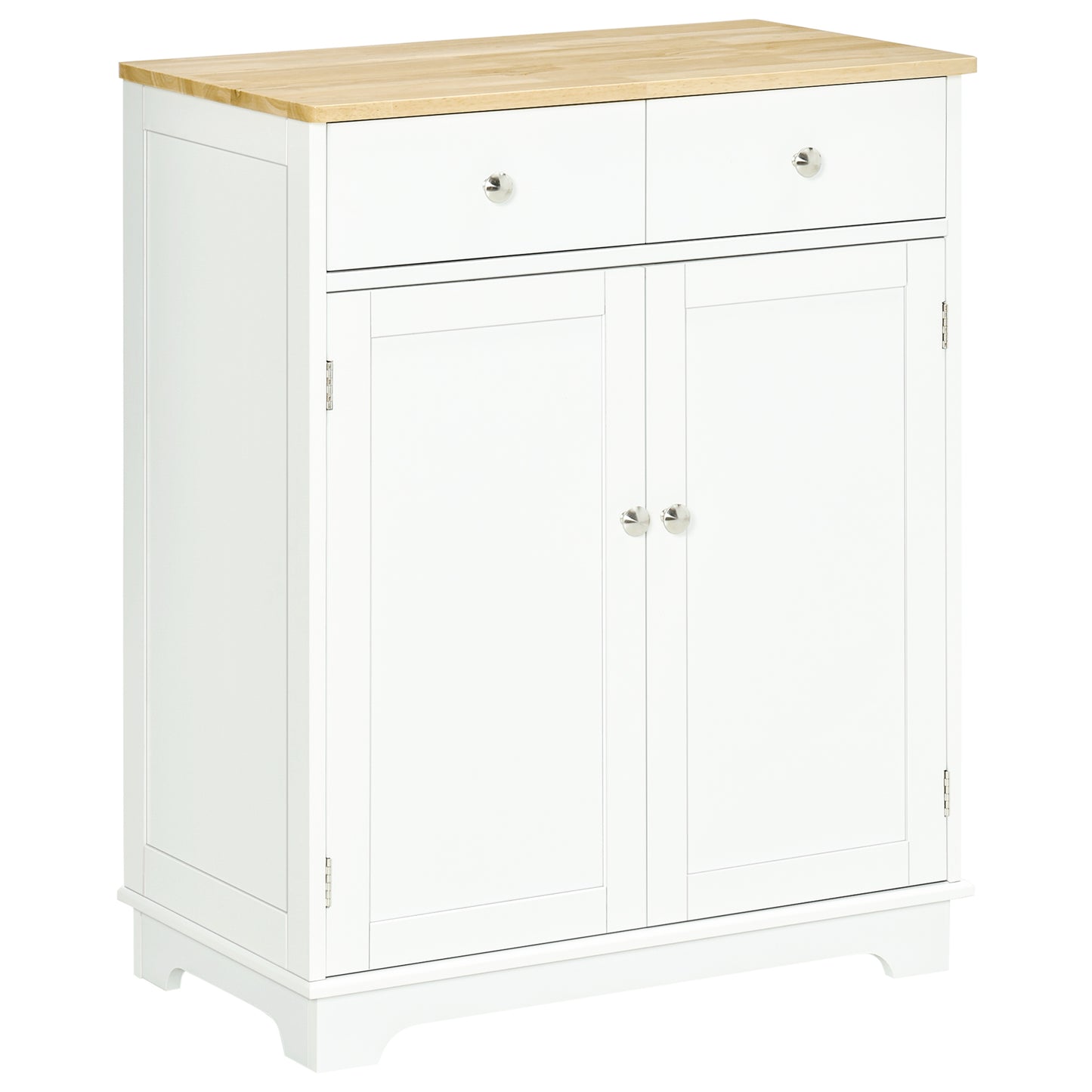 Colalu Wooden Kitchen Cabinet With Solid Natural Top 2 Doors 2 Drawers