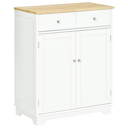Colalu Wooden Kitchen Cabinet With Solid Natural Top 2 Doors 2 Drawers