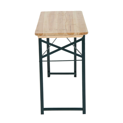Mamoni Wood Natural Portable Folding Picnic Table With 2 Benches