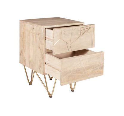 Bali Light Natural Mango Wood and Gold Side Table