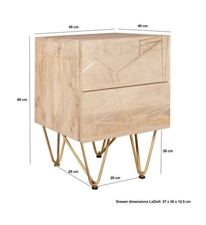 Bali Light Natural Mango Wood and Gold Side Table