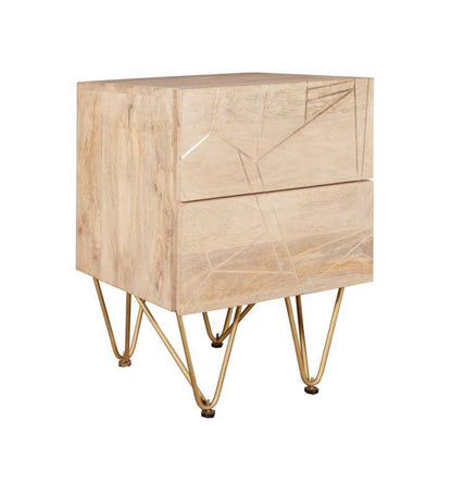 Bali Light Natural Mango Wood and Gold Side Table