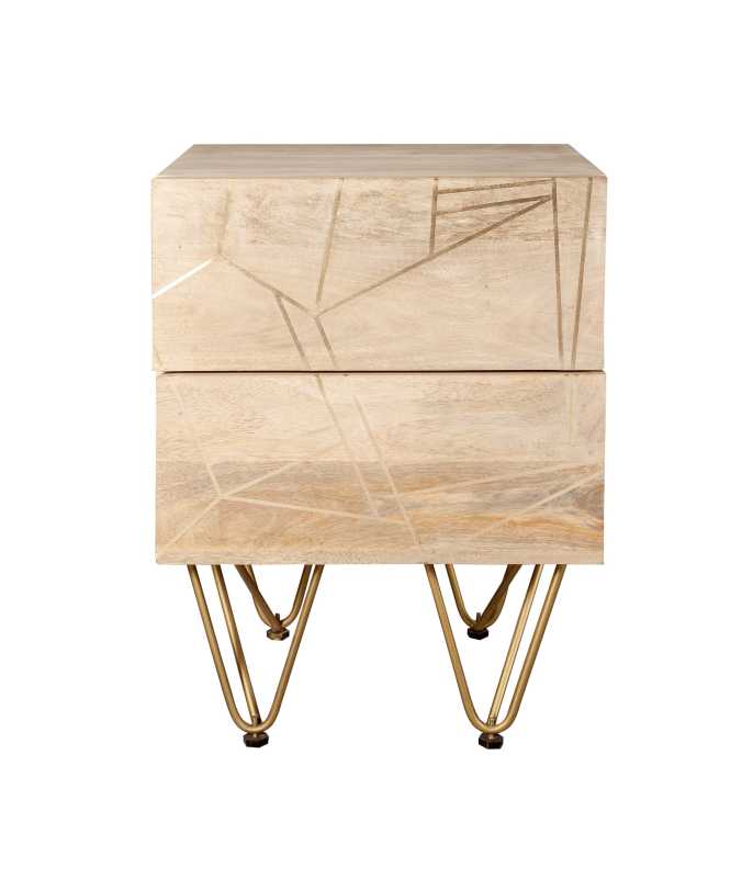 Bali Light Natural Mango Wood and Gold Side Table