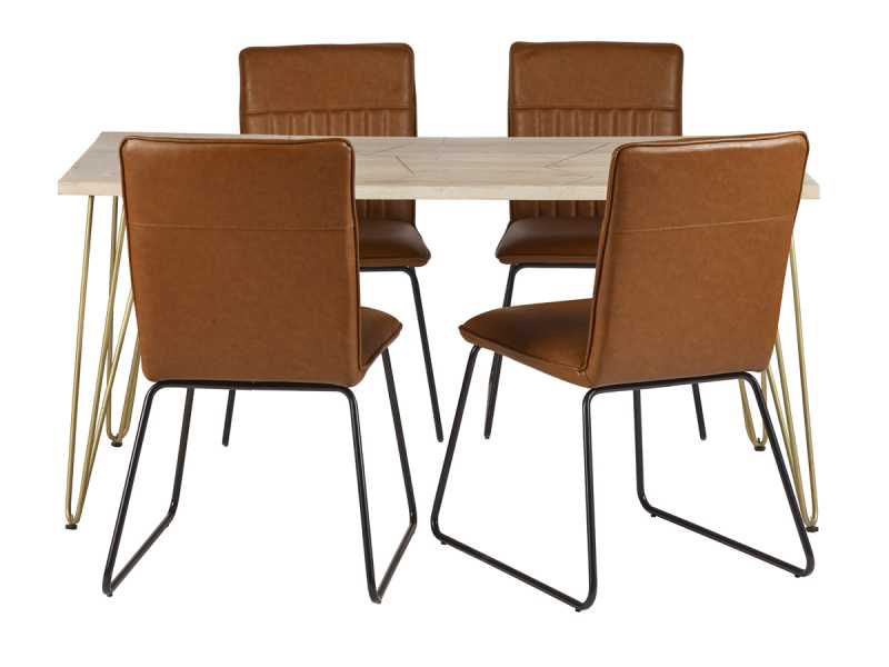 Bali 6 Seater Light Mango Wood and Gold Dining Table
