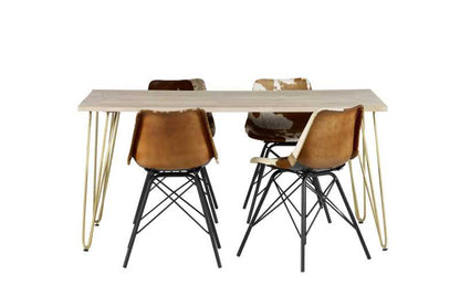 Bali 6 Seater Light Mango Wood and Gold Dining Table