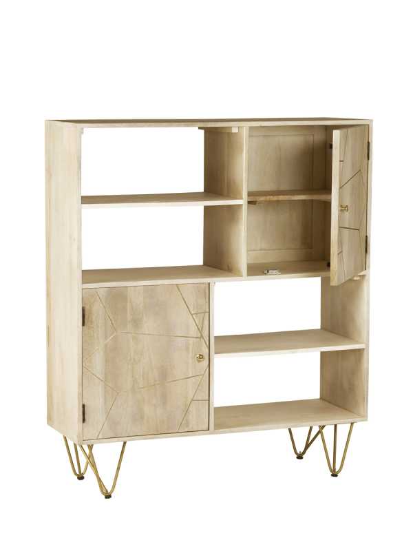 Bali Light Gold Display Cabinet 2 Doors 4 Shelves