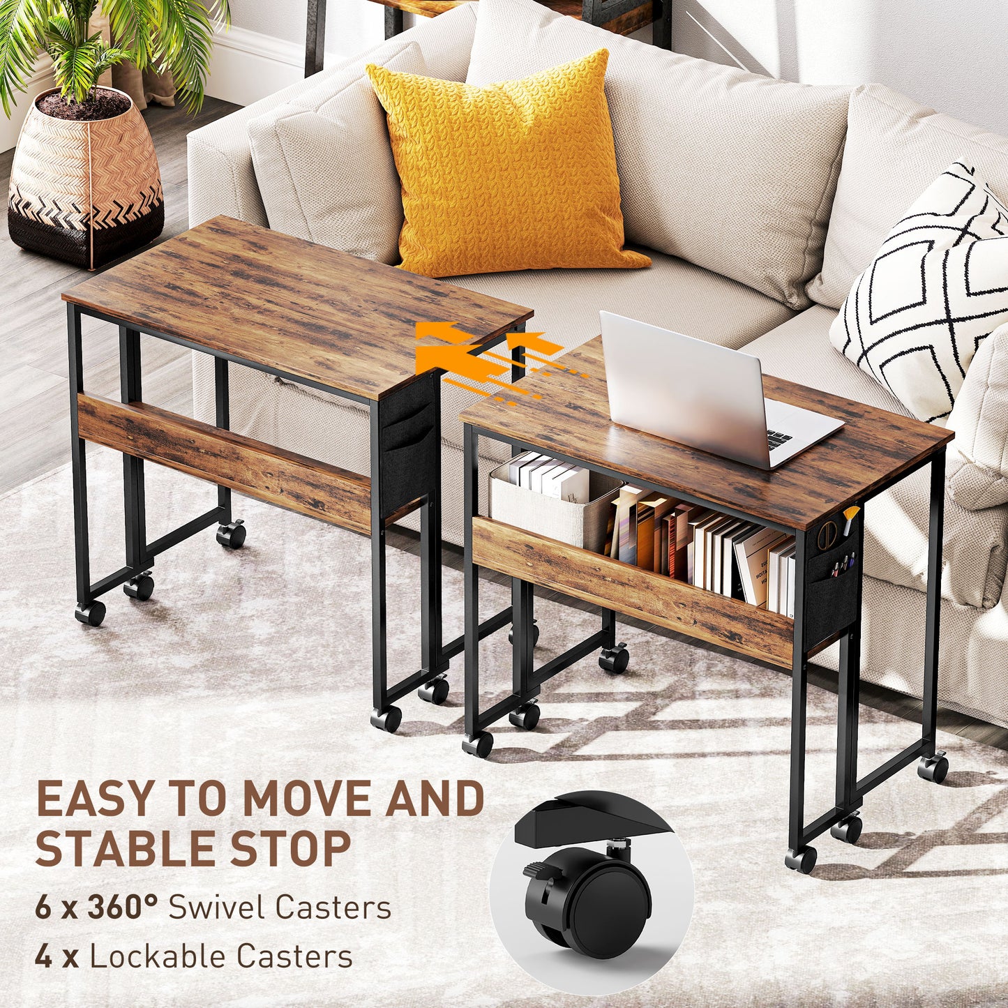 Saha 80cm Wooden Rustic Brown Drop Leaf Writing Desk