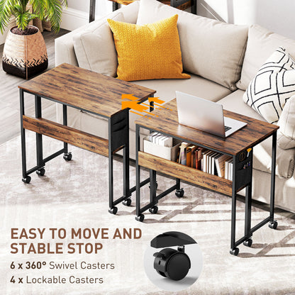 Saha 80cm Wooden Rustic Brown Drop Leaf Writing Desk