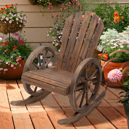 Bamo Set Of 2 Dark Wood Rocking Chairs With Reclining Back