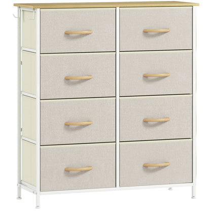 Docone Livi Fabric And Metal Beige 8 Drawer Storage Chest