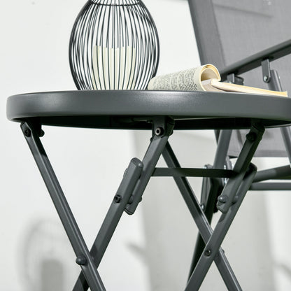 Mikale Metal And Glass Black And White Folding Outdoor Side Table 45cm With Marble Effect Top