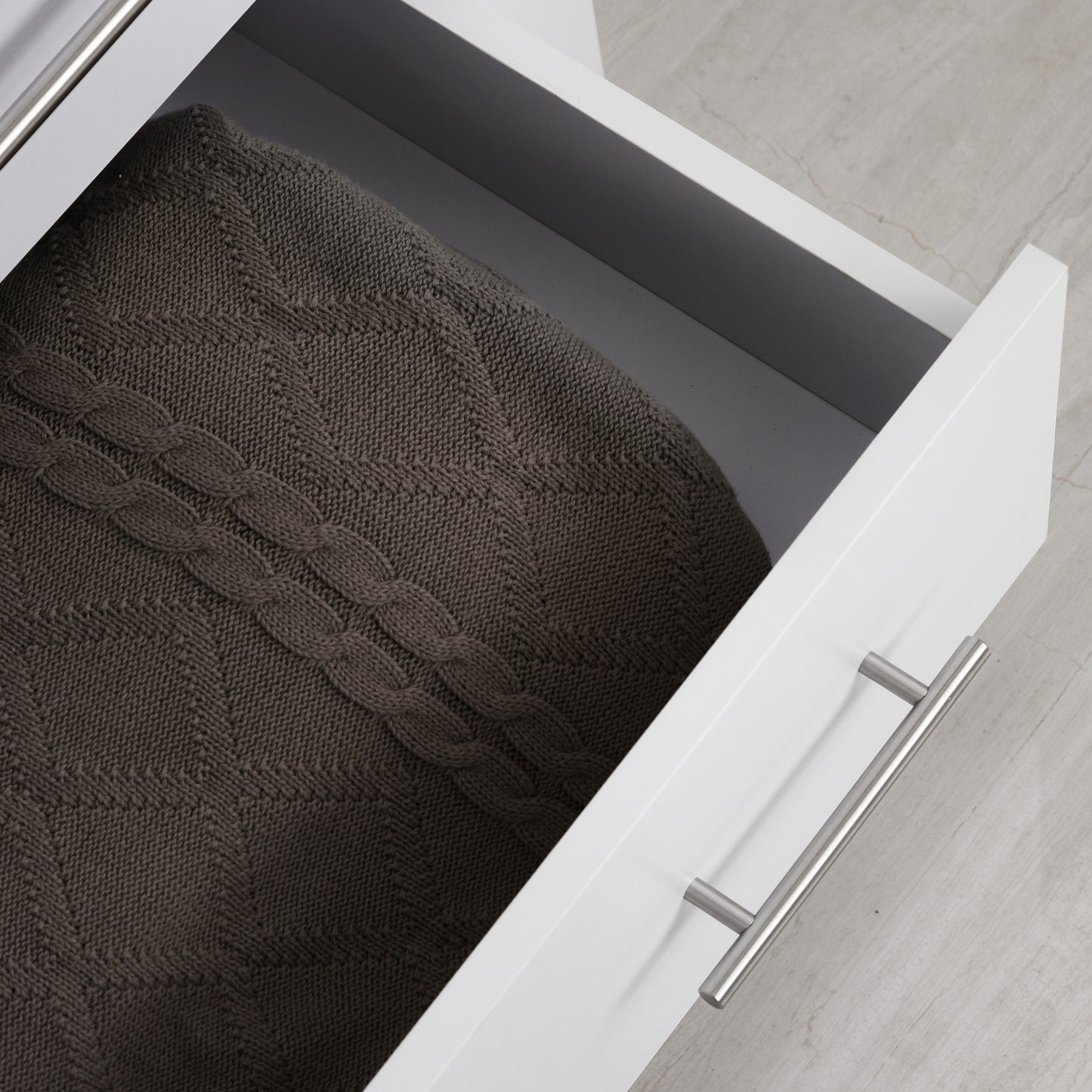 Moyota Wooden White 4 Drawer Storage Chest With Silver Metal Handles