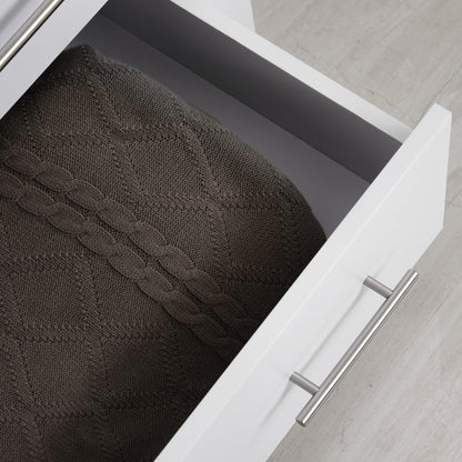Moyota Wooden White 4 Drawer Storage Chest With Silver Metal Handles