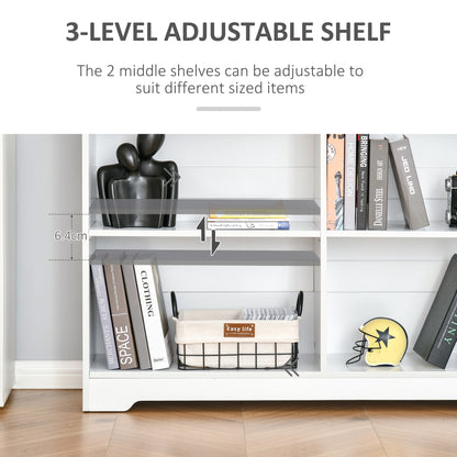 Sorano Wood White 2 Tier Cube Bookcase With 4 OFauxn Compartments 118 x 29 x 76 cm